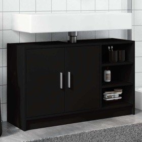 Armario de lavabo madera de ingeniería negro 90x29x55 cm