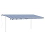 Toldo manual retráctil con postes azul y blanco 5x3 m
