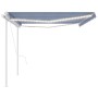Toldo automático con LED y sensor de viento azul y blanco 5x3 m