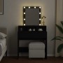 Tocador con luces LED negro 80x41x144,5 cm