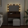 Tocador con luces LED marrón roble 80x41x134,5 cm