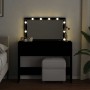 Tocador con luces LED negro 100x40x120 cm