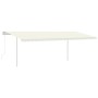 Toldo retráctil manual con luz LED color crema 6x3 m