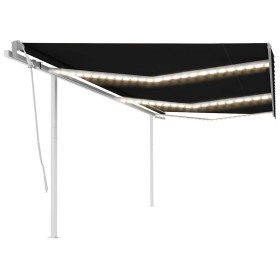 Toldo retráctil manual con luz LED gris antracita 6x3 m Toldo retráctil manual con luz LED gris antracita 6x3 m