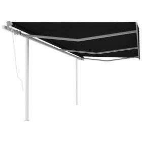 Toldo retráctil automático con postes gris antracita 6x3 m Toldo retráctil automático con postes gris antracita 6x3 m