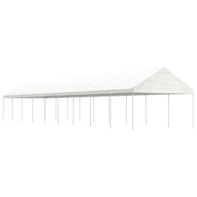 Cenador con techo polietileno blanco 20,07x4,08x3,22 m