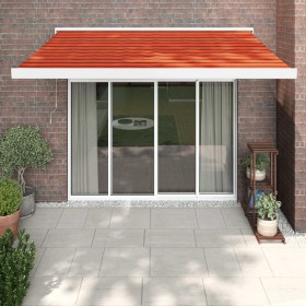 Toldo retráctil aluminio y tela naranja y marrón 3,5x2,5 m