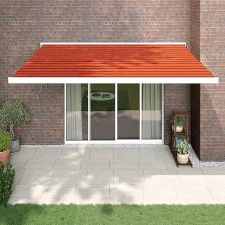 Retractable aluminum awning with orange and brown fabric, 4.5x3 m. by vidaXL, Awnings - Ref: Foro24-3154594, Price: 740,33 €,...