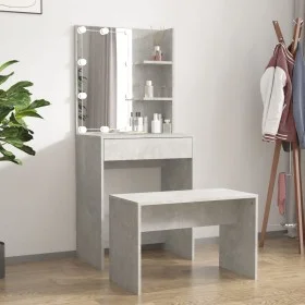 Concrete Gray Plywood LED Vanity Set by vidaXL, Bedroom Dressers - Ref: Foro24-3114134, Price: 109,93 €, Discount: %