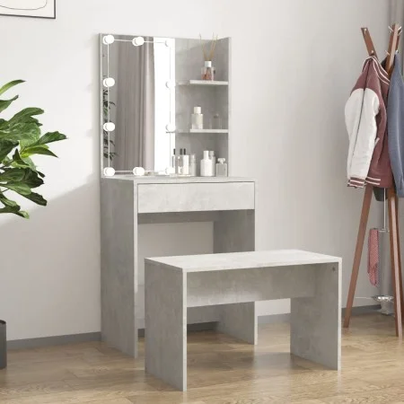Concrete Gray Plywood LED Vanity Set by vidaXL, Bedroom Dressers - Ref: Foro24-3114134, Price: 109,92 €, Discount: %