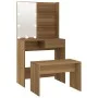 LED oak brown plywood vanity set by vidaXL, Bedroom Dressers - Ref: Foro24-3114114, Price: 102,22 €, Discount: %