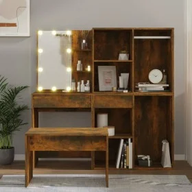 Juego de tocador con LED madera contrachapada roble ahumado by vidaXL, Bedroom furniture sets - Ref: Foro24-3114104, Price: 2...