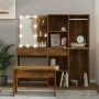 Schminktisch mit LED-Beleuchtung aus geräucherter Eichenholz-Sperrholzplatte von vidaXL, Schlafzimmermöbel-Sets - Ref: Foro24...