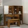 Juego de tocador con LED madera contrachapada roble ahumado de vidaXL, Conjuntos de muebles para dormitorios - Ref: Foro24-31...