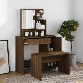 Dressing table set in brown oak color, 86.5x35x136 cm by vidaXL, Bedroom Dressers - Ref: Foro24-3114154, Price: 97,38 €, Disc...