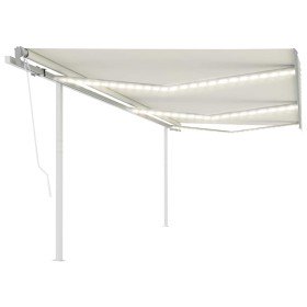 Toldo automático con LED sensor de viento crema 6x3 m Toldo automático con LED sensor de viento crema 6x3 m