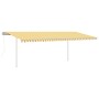 Toldo automático LED sensor de viento amarillo y blanco 6x3 m