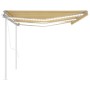 Toldo automático LED sensor de viento amarillo y blanco 6x3 m