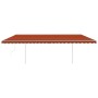 Toldo automático LED sensor de viento naranja y marrón 6x3 m