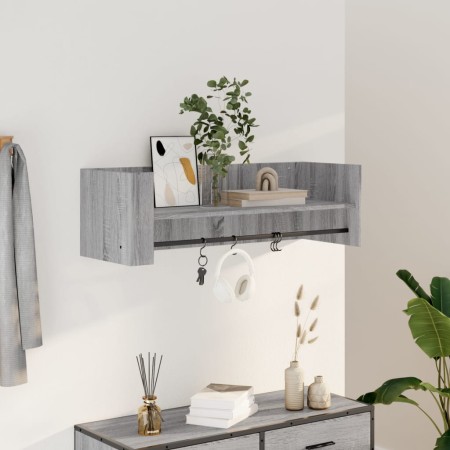 Estante de pared madera ingeniería gris Sonoma 100x35x30,5 cm en Estantes y estanterías | Comprar online en Foro24