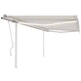 Toldo manual retráctil con LED crema 4x3,5 m Toldo manual retráctil con LED crema 4x3,5 m