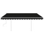 Toldo manual retráctil con LED gris antracita 4x3,5 m