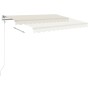 Toldo retráctil automático con postes crema 4x3,5 m
