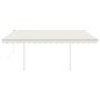 Toldo retráctil automático con postes crema 4x3,5 m