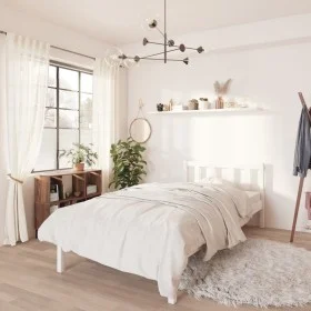 Solid white pine wood bed frame 100x200 cm by vidaXL, Beds and slatted bases - Ref: Foro24-810073, Price: 94,10 €, Discount: %