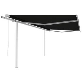 Toldo retráctil automático con postes gris antracita 4x3,5 m Toldo retráctil automático con postes gris antracita 4x3,5 m