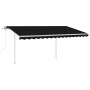 Toldo retráctil automático con postes gris antracita 4x3,5 m