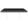 Toldo retráctil automático con postes gris antracita 4x3,5 m