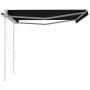 Toldo retráctil automático con postes gris antracita 4x3,5 m