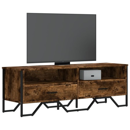 Mueble de TV madera de ingeniería roble ahumado 122x34x41 cm
