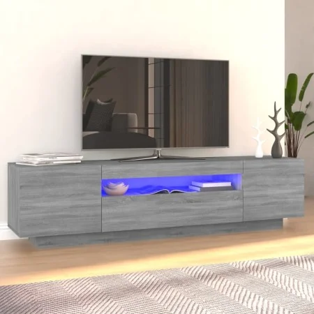 Mueble de TV con luces LED gris Sonoma 160x35x40 cm de vidaXL, Muebles TV - Ref: Foro24-815727, Precio: 116,31 €, Descuento: %