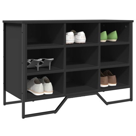 Zapatero de madera de ingeniería negro 90x38x61,5 cm