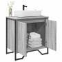 Armario lavabo baño madera ingeniería gris Sonoma 60x35x60 cm
