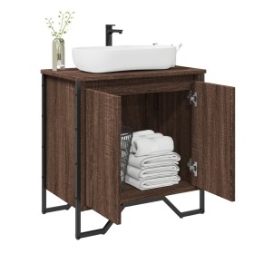 Armario lavabo baño madera ingeniería marrón roble 60x35x60 cm Armario lavabo baño madera ingeniería marrón roble 60x35x60 cm
