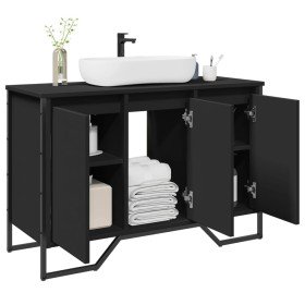 Armario de lavabo de baño madera ingeniería negro 91x35x60 cm