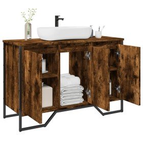 Armario lavabo baño madera ingeniería roble ahumado 91x35x60 cm Armario lavabo baño madera ingeniería roble ahumado 91x35x60 cm