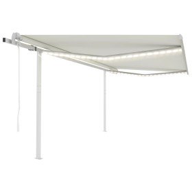 Toldo automático con LED y sensor de viento crema 4,5x3,5 m Toldo automático con LED y sensor de viento crema 4,5x3,5 m