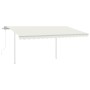 Toldo automático con LED y sensor de viento crema 4,5x3,5 m