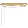 Toldo automático LED sensor de viento amarillo blanco 4,5x3,5 m