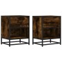Mesitas noche 2 uds madera ingeniería roble ahumado 40x31x50 cm en Mesitas de noche | Comprar online en Foro24
