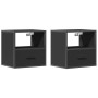 Mesitas de noche de pared 2 unidades negra 40x31x39,5 cm