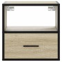 Mesita de noche de pared color roble ahumado 40x31x39,5 cm
