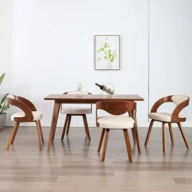 Dining chairs 4 pcs curved wood and cream synthetic leather by vidaXL, dining chairs - Ref: Foro24-278840, Price: 566,29 €, D...