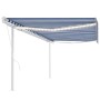 Toldo automático LED sensor de viento azul y blanco 5x3,5 m
