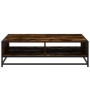 Mesa de centro de madera de ingeniería y metal roble ahumado