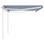 Toldo automático LED sensor de viento azul y blanco 5x3,5 m